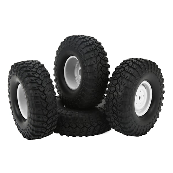 4 stk 1,9 tommers RC-dekk i gummi, slitesterke og slitesterke RC-bildekk for RC-crawler terrengkjøretøy hvite