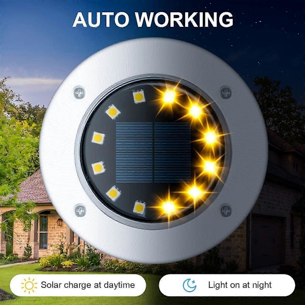 Solcellslampor utomhus 12 LED 4-pack Varmt ljus Solcellsträdgårdslampor Vattentäta Rostfria