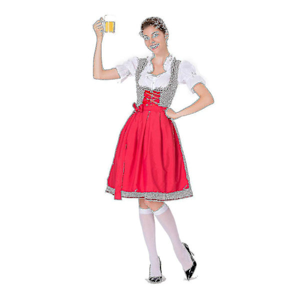 Kuuma naisten Oktoberfest Dirndl -mekko - Baijerilainen karnevaaliasu (hinta laskenut!) M Punainen