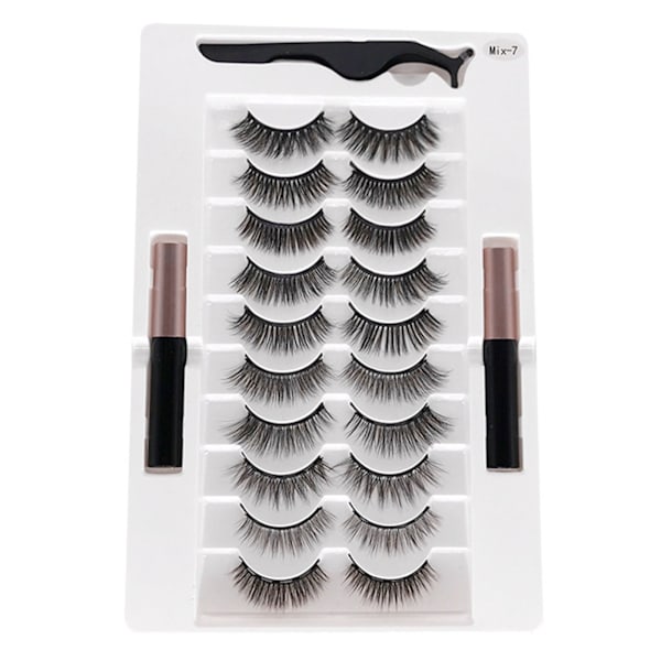 20 stk magnetiske 3D falske øyevipper gjenbrukbare fluffy magnetiske kunstige øyevipper eyeliner for sminke svart