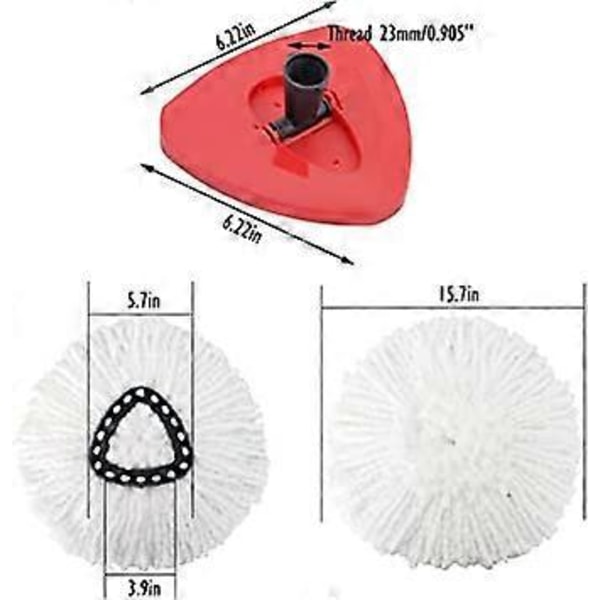 2 kpl Spin Mop -vaihtopäät Mikrokuitumoppitäytteet Vaihtopäät Turvallinen kaikkien kovien lattiapintojen puhdistukseen