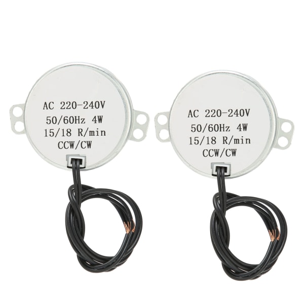 2 kpl AC-moottori CCW/CW-suuntaiset synkroniset sähkövaihteiston osat 220-240V 15-18RPM 4W
