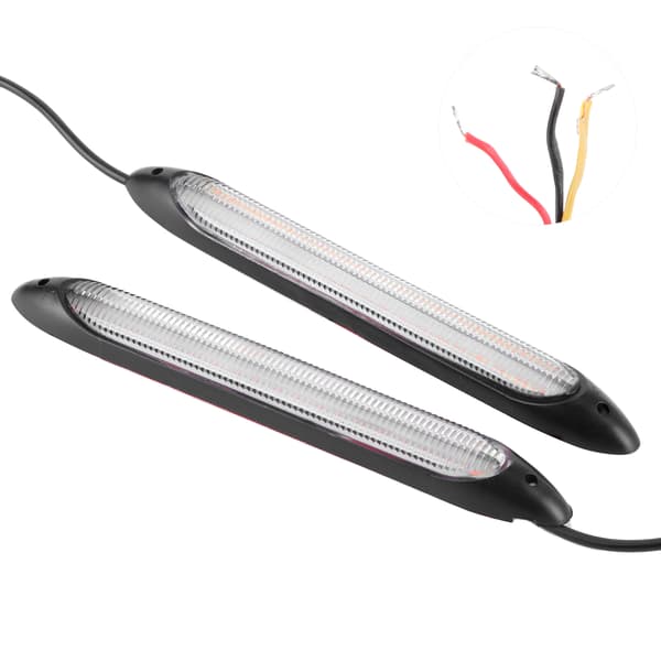 Par med LED kjørelys stripe blinklys hvit gul lysfarge vanntett 23,5 cm / 9,3 tommer