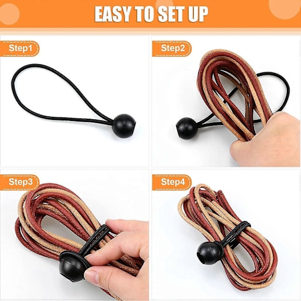25 Pakke Bungee Baller 6 Tommers Ball Bungee Strikk for Markise Festing Presenning Strikk Bungee Strikker for Partytelt Paviljonger Telt Svart