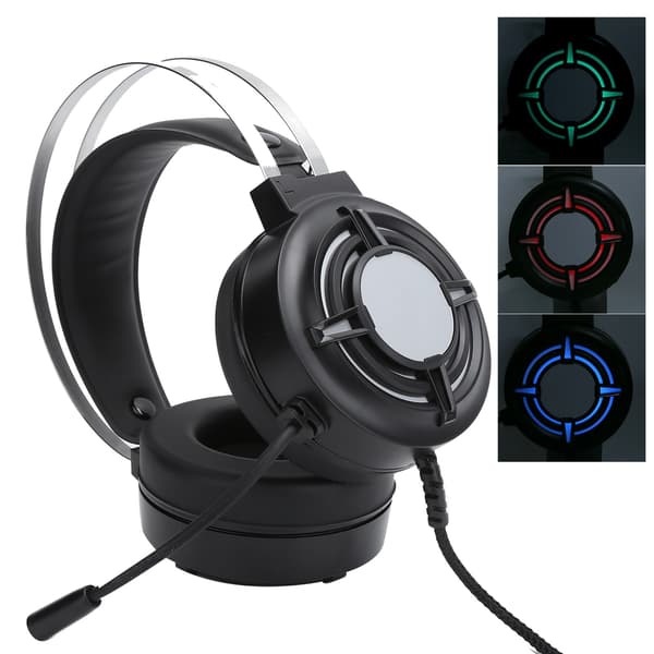 Gaming Headset ESport Kablet RGB Farverigt Lys med Mikrofon til PC Computere (Til HP H120G USB7.1 Interface)