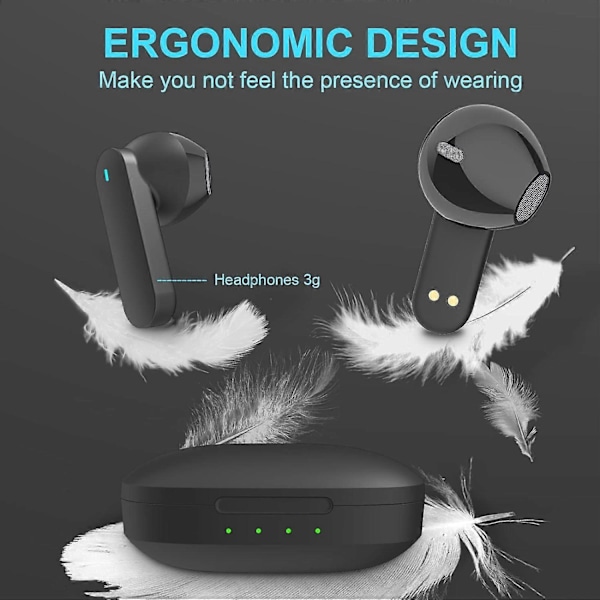 Langattomat Bluetooth-kuulokkeet Hi-Fi Stereo Sound 5.3 Langattomat kuulokkeet 42H Kesto Kosketusohjaus Automaattinen pariliitos IPX7 Vedenpitävät Bluetooth-kuulokkeet, B