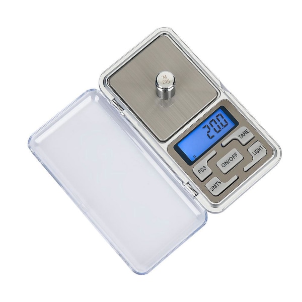 Pocket Precision Scale, 200 g kapacitet med 0,01 g precision, tareringsfunktion, idealisk för kök, kaffe, smycken och läkemedelsbruk