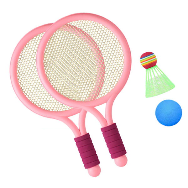 Badmintonsett for barn - forbedrer koordinasjon - tennisracketer for utendørs hagespill - rosa