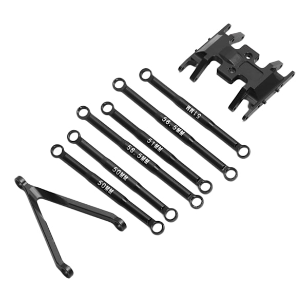 6 stk. trækstangsæt til SCX24 Aluminiumlegering Letvægts Ekstraordinært design 1/24 trækstangsæt til Axial SCX24 RC bil Sort