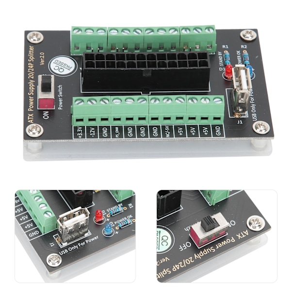 Strømbryterutbruddskortmodul-adapterterminal Elektronisk komponent ATX 20/24pin