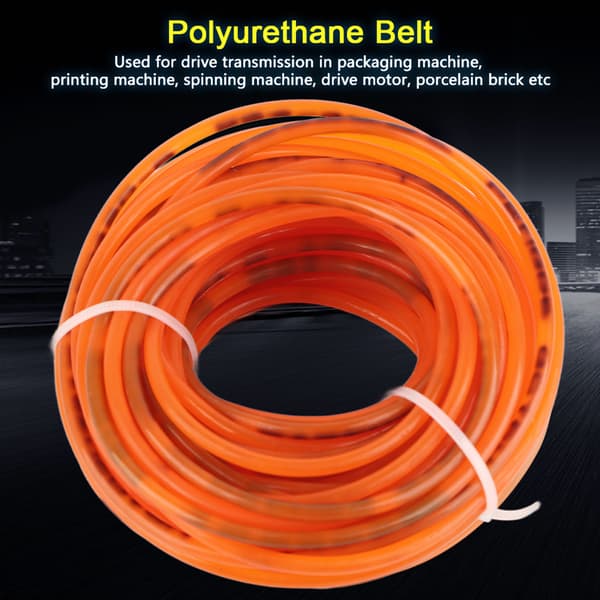 Oransje Glatt Overflate PU Polyuretan Rundreim for Drivtransmisjon (3mm*10m)