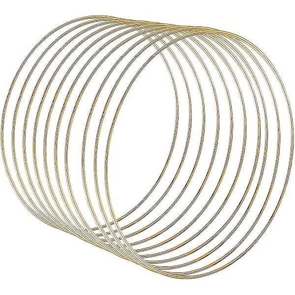 10 stk 20 cm gullmetallringer, blomsterbøyle ringer krans for drømmefangere, blomsterbøyle krans bryllupsdekorasjon og DIY-håndverk
