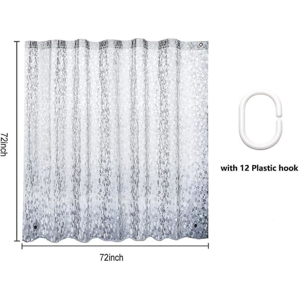 Kristallsten 180x180cm Semi-Sheer PEVA vattentät duschdraperi med krokar för badrum, mögelbeständig