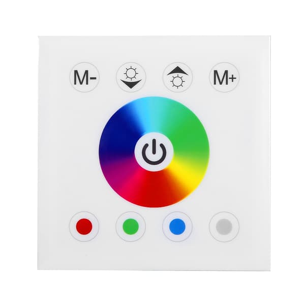 Vægmonteret farverig RGBW LED Touch Panel Controller Lysdæmperkontakt til LED Strip Lys Hvid