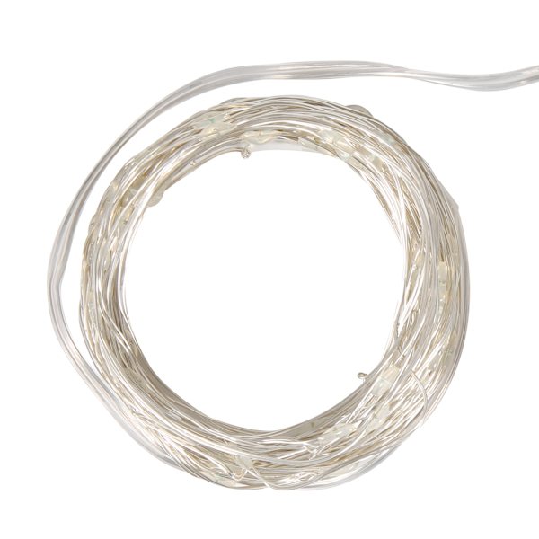 USB-koppartråds LED-slingljus, festligt ljusornament med fjärrkontroll, vit, 3 meter