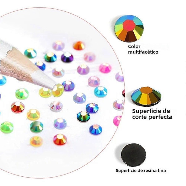2400 st AB Jelly Rhinestones Set 2mm Färgglada Runda Resin Flatback för DIY 3D Nagelkonst Dekoration AB 2mm