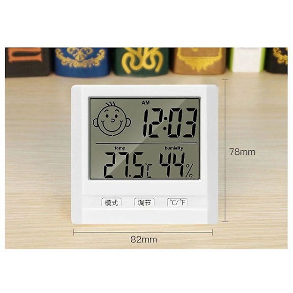 Mini Innendørs Termometer, Høy Nøyaktighet Innendørs Hygrometer, for Detektering av Fuktighet og Temperatur, Komfortnivå Indikasjon, Bærbar (Hvit)