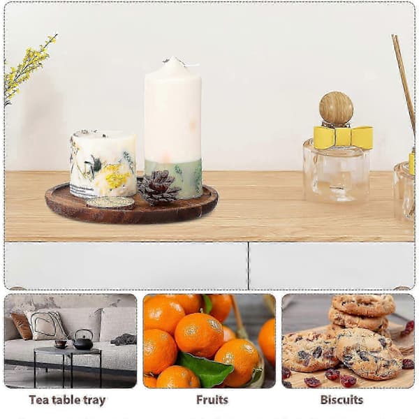 2 Pcs Round Wooden Trays for Decorative Serving Trays Circle Containers for Kitchen Counter Coffee Table