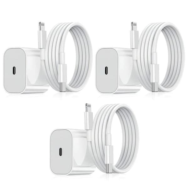 iPhone-lader - Hurtiglader - Adapter + 2m Kabel 20W 3-pakning 3-Pack Lightning