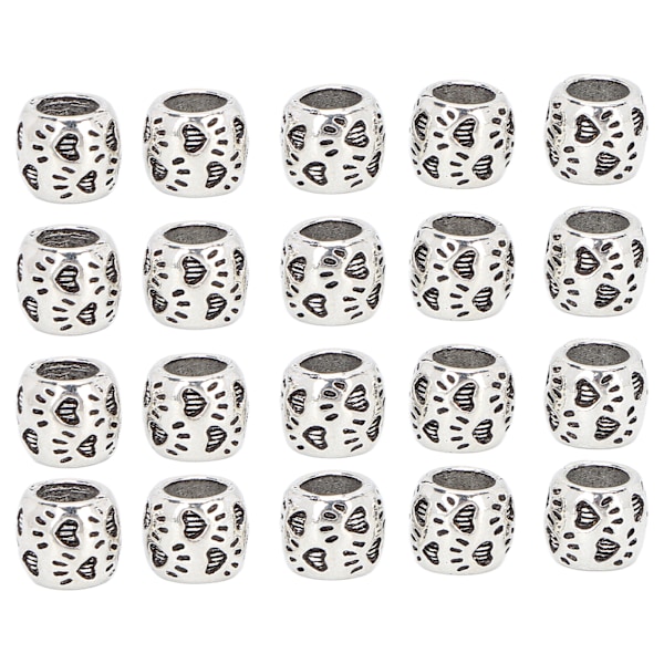 20pcs DIY Beard Beads Retro Silver Alloy Hair Braiding Dreadlocks Beads Accessories for Bracelet Pendant Necklace