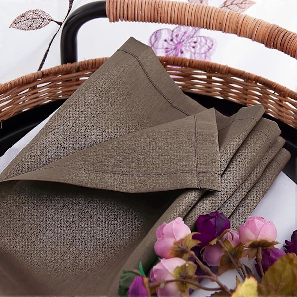 Sett med 2 blomstrete broderte, transparente blondegardiner for soverom, kjøkken, stue, 140cmx175cm, Brun
