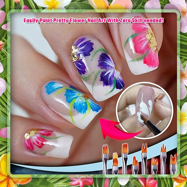 8 st/set Nagelkonstborste Gel UV Nagellackning Blomritning Penna Nagelkonstverktyg