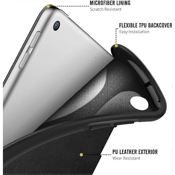 Apple iPad 10.2 2021/2020/2019 Ohut kolmiosainen suojakotelo - Musta