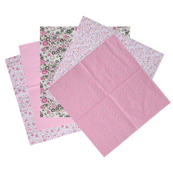 2 Set Bomullstyg Slättväv Trycktyg DIY Sömnad Quiltning PatchWork 5 Färger 50x50cm (Rosa)