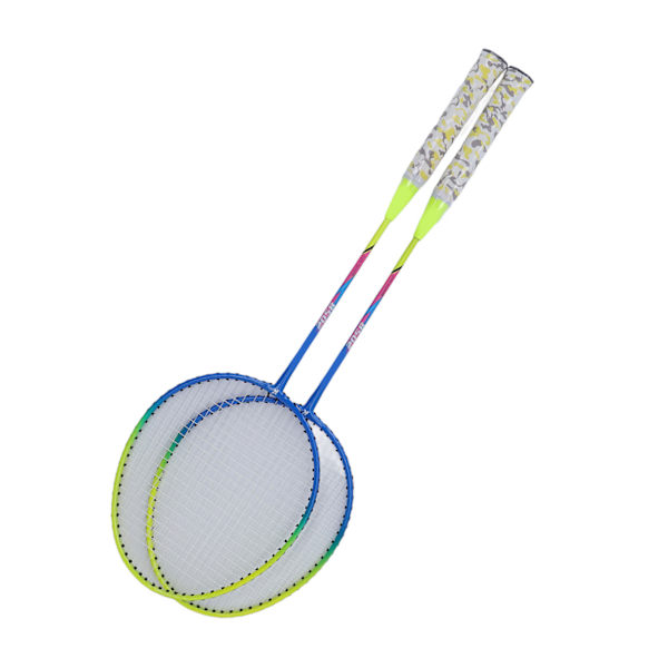 2 st badmintons racketar gul lätt ram stor sweet spot halkfri dubbel badminton racket med förvaringsväska
