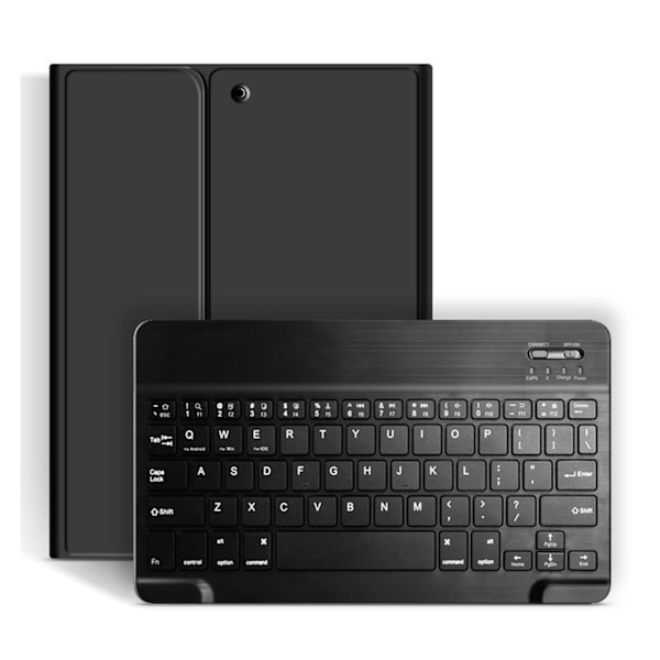 Tabletti-näppäimistö, magneettiset pikanäppäimet, jalusta, kynäteline, tarkka kotelo, langaton näppäimistö IOS-tabletille 10,2 tuumaa, musta kotelo ja musta näppäimistö
