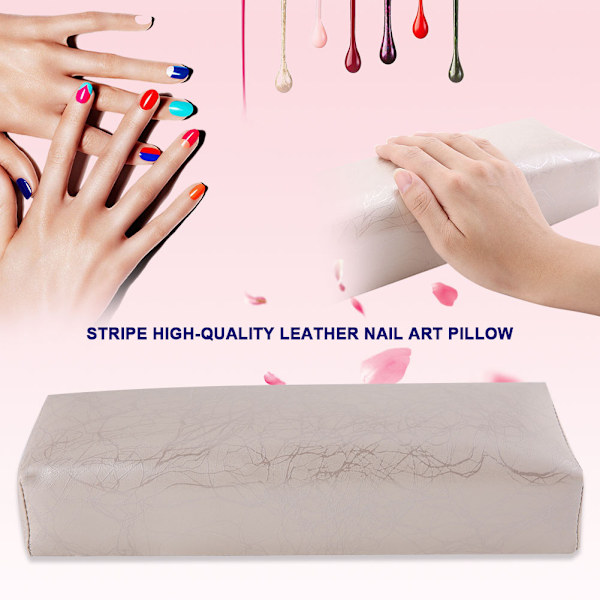 Stripe högkvalitativt läder Nail Art Kudde Manikyr Mjuk svamp Handstöd Kuddhållare 02#