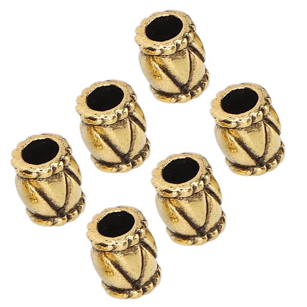 50st Retro Skägg Hårpärlor Fatformade hårflätningspärlor Legering Smycken Tillbehör Guld