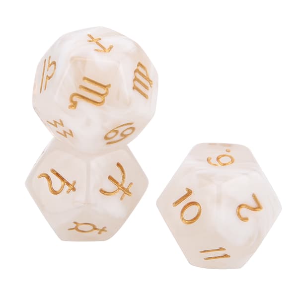 3 stk. harpiks divination terninger fest sammenkomst underholdning 12-sidet tarot astrologi terninger 2#