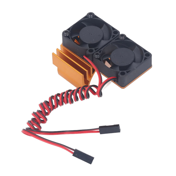 DC 5V RC køleplade med højhastigheds ventilatormotor radiator ventilator sæt til Traxxas Slash 4×4 VXL 1/10 RC bil guld