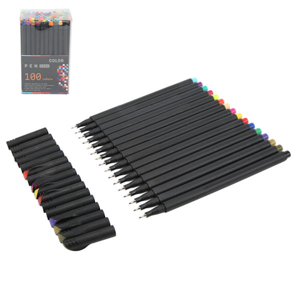 Fineliner-pennor 100 färger Snabbtorkande Glansigt bläckutmatning 0,4 mm nålrör Minimera blödning Fineliner-pennor för skrivning