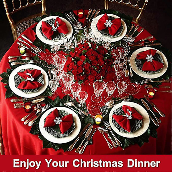 Älg Hjort Jul Snöflinga Servettringar, Servettspännen för Thanksgiving Jul Nyår