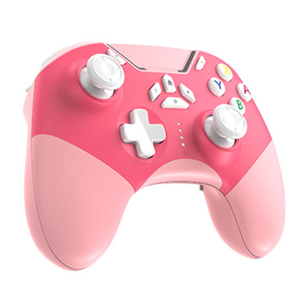 Bluetooth-spillkontroller - Multifunksjonell trådløs spillkontroll med strømvisning for Switch PC-telefon nettbrett TV rosa