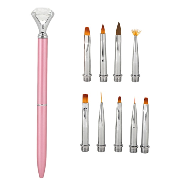 Multi Functional Detachable UV Gel Pen Nail Painting Drawing Pen Nail Dotting Brush(Pink )