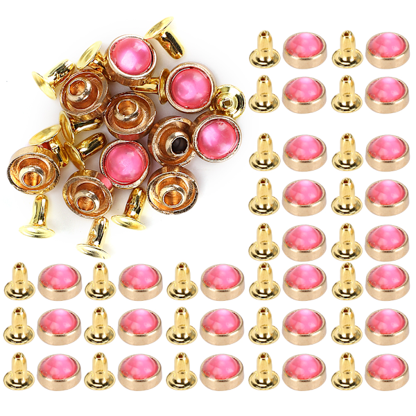100 Set Färgade Kristallnitar i Zink-legering för Bagage, Kläder, Skor, Dekoration, DIY-verktyg, 8 mm, Rosa