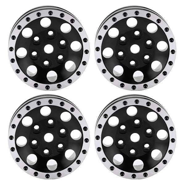 4 st metall 8 runda hål fälgnav fälgar för Axial SCX24 1/24 fjärrkontroll klättring bil svart