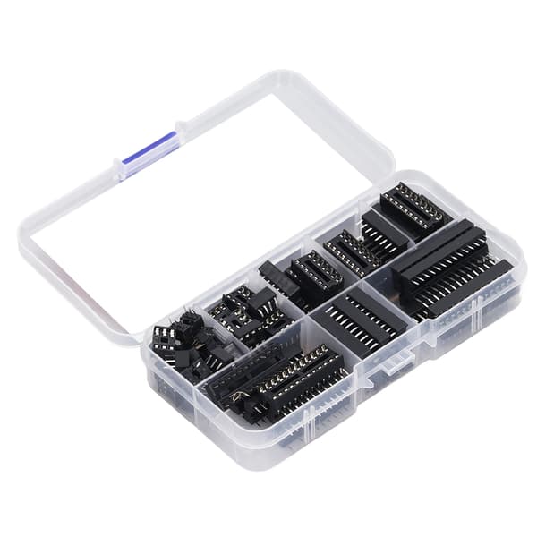 66 stk. IC-chip-sokkel isoleret plast fladstift IC-sortimentssæt kredsløbskomponenter 6P til 28P