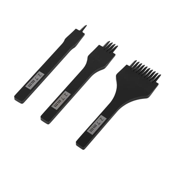 3 stk. lædergaffelmeisel 2,7 mm sort blankt håndtak gaffelmeisel lærhullverktøy for DIY lærhåndverk