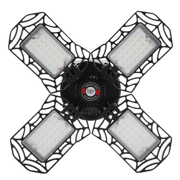 80W 96LED Gruvelampe E27/E26 Base 4 Blad Deformerbar Industriell Takvifte Garasjelys 85‑265V