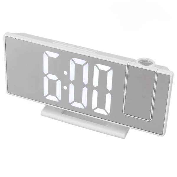 Digitalt projektionsvækkeur til soveværelser Stort LED-display Spejlprojektionsvækkeur Hvid