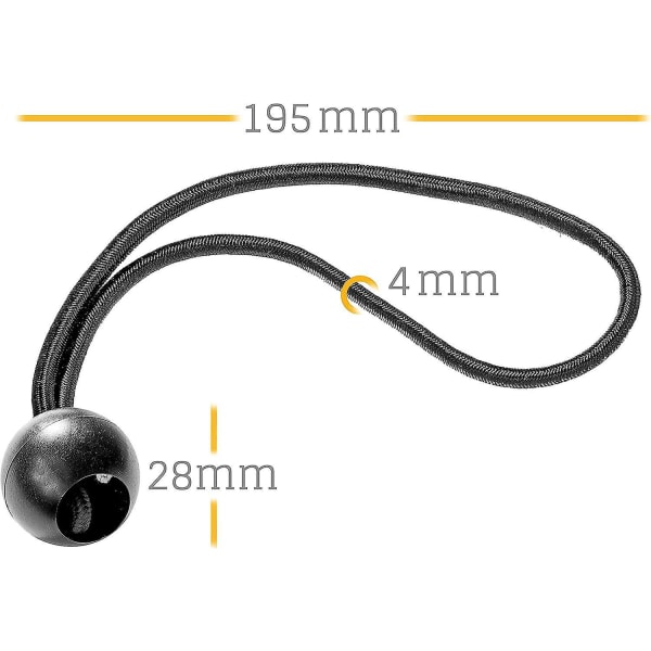 25 kpl mustia 195 mm:n kumisia elastisia johtoja palloilla peitteen kiristämistä ja kiinnitystä varten