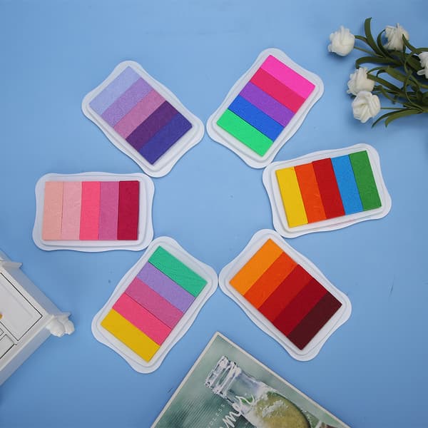 6 stk. Gradient blekkpute, giftfri håndtrykkstempelpute, DIY håndbokstempelblekkpute