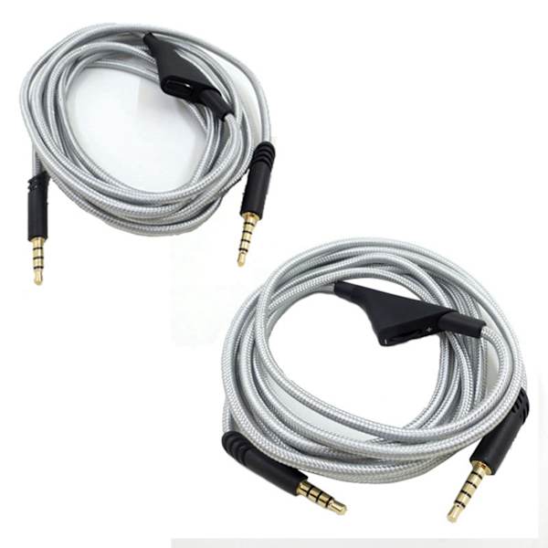 Hodetelefonkabel med volumkontroll Justerbar gaminghodesettkabel med tuningutstyr for Astro A10 A40 A30 6,6 fot sølv