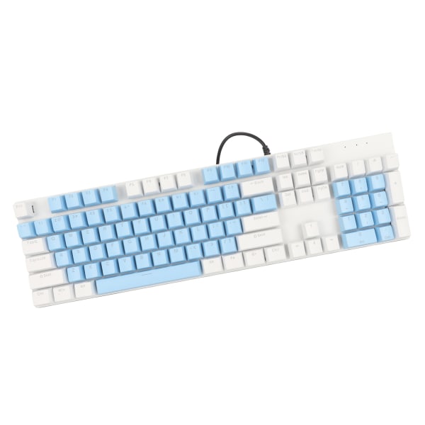 104 tangenter Mekaniskt speltangentbord 28 Bakgrundsbelysningslägen Blå Switch Plug and Play RGB Trådbundet datortangentbord för Windows för Linux Blå Vit