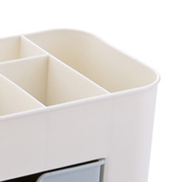 Kosmetik Makeup Organizer PP Multifunktionel 6 Rum Makeup Skrivebordsarrangør med Skuffe Blå