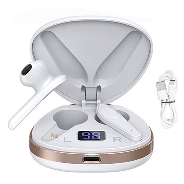 TWS Trådlöst Bluetooth-headset Stereo Sport-hörlurar Pekkontroll Trådlöst Headset Pärlvit
